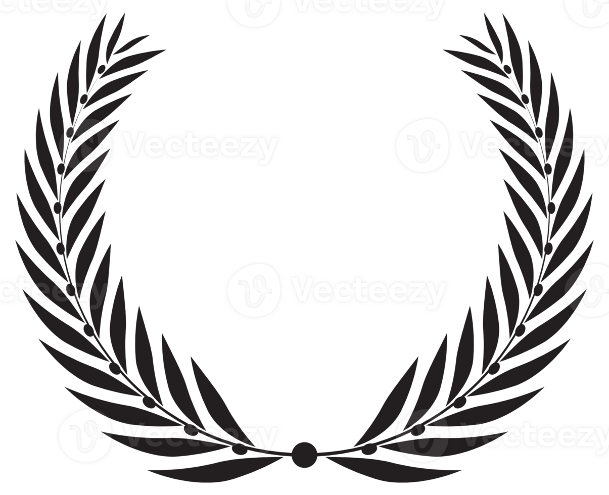 Simple black laurel wreath set. Different frame design elements. illustration png
