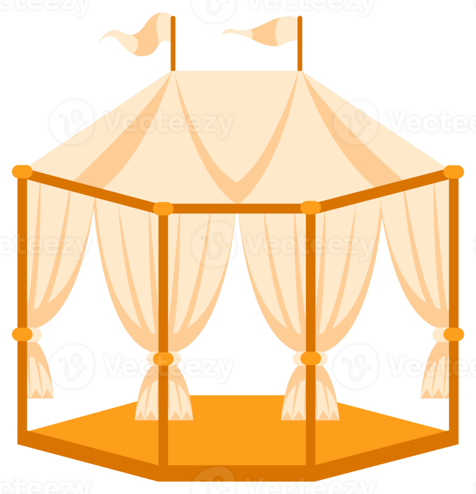 Four colorful illustrations depicting different gazebo styles, ideal for representing outdoor relaxation, garden design, or architectural diversity png