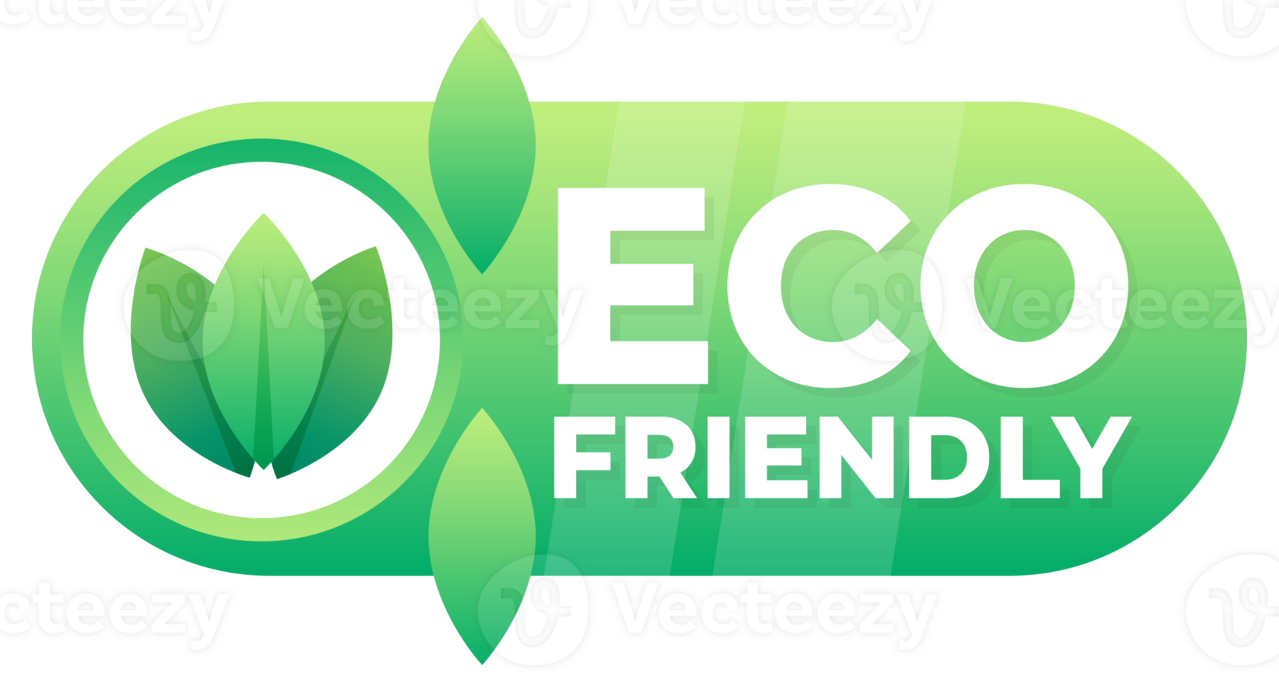 Green badge with leaf design promoting eco-friendly products and sustainable practices png