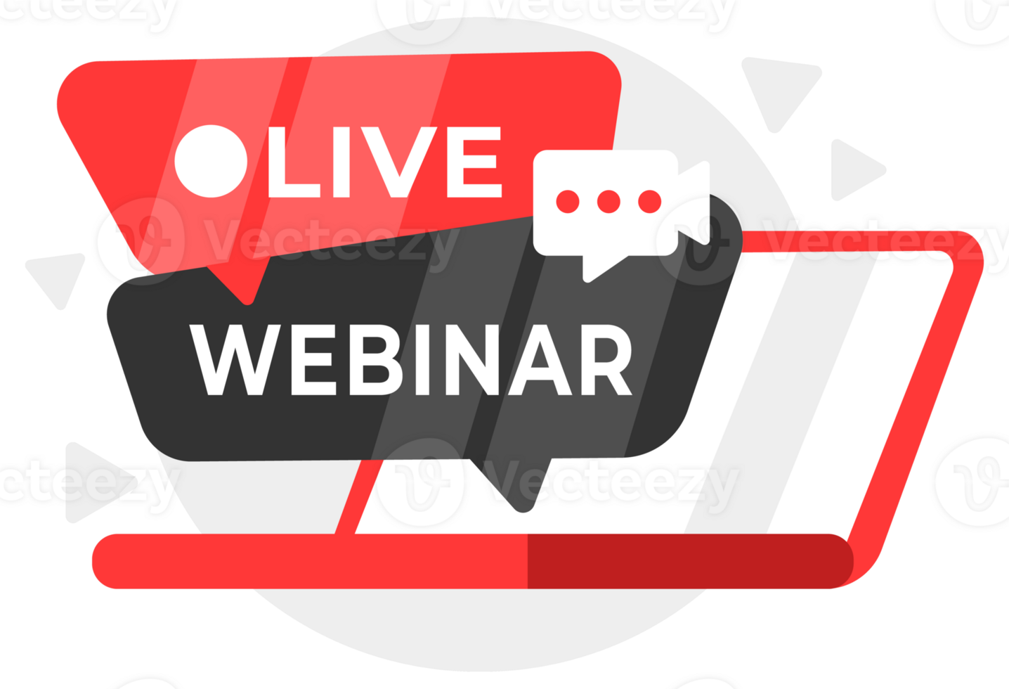 Striking illustration of a Live Webinar concept with speech bubbles, perfect for online educational events and interactive e-learning sessions png