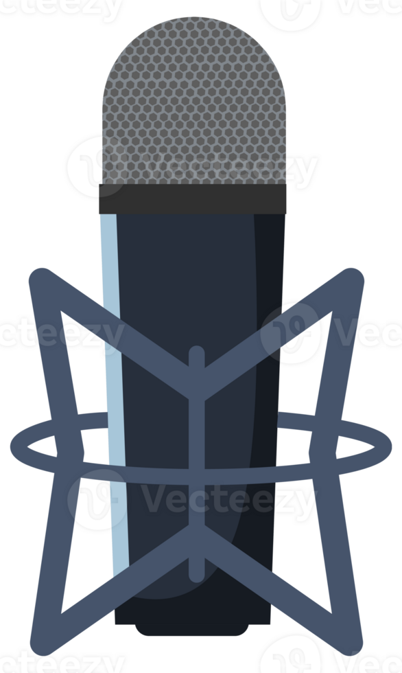 Assortment of different microphone types in a flat design style, suitable for audio equipment representation. png