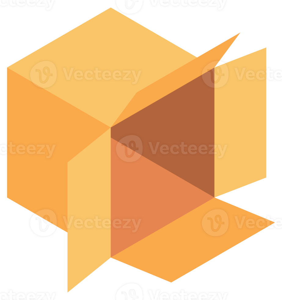 Carton delivery packaging open and closed box. illustration png