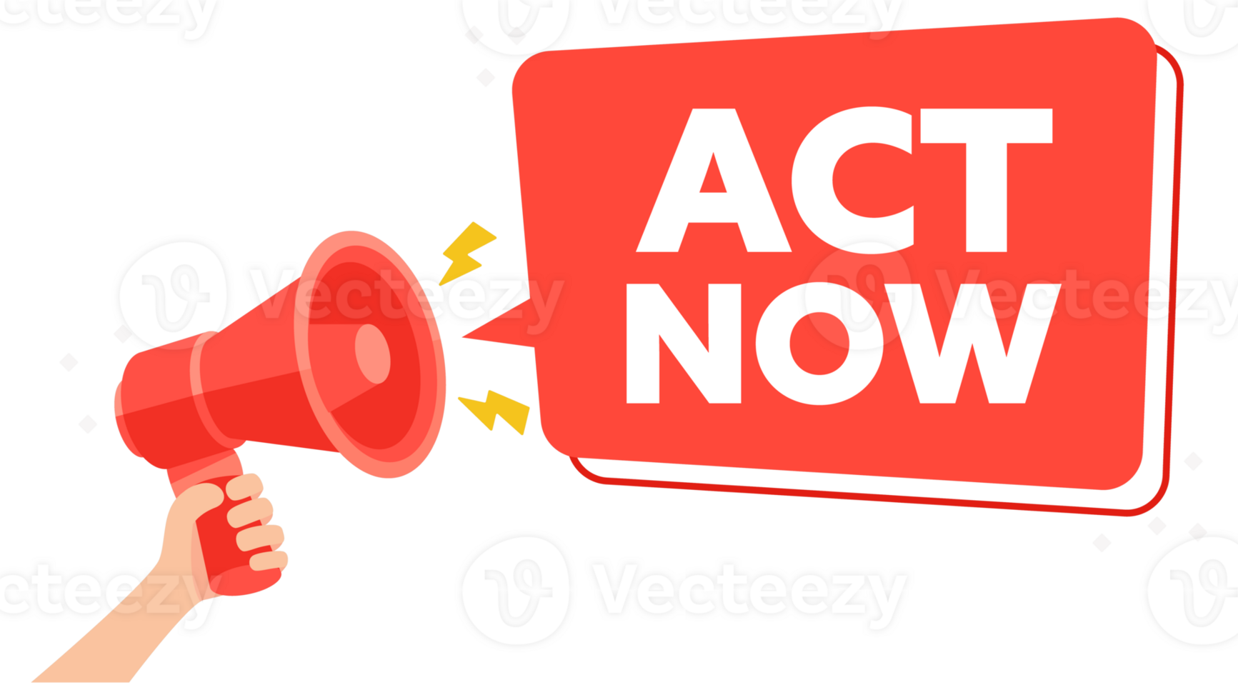 Red Urgent Call to Action Illustration with ACT NOW Text and Megaphone png