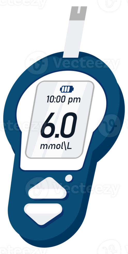 Glucometer. Blood glucose meter, level. Diabetes sugar meter insulin. illustration png