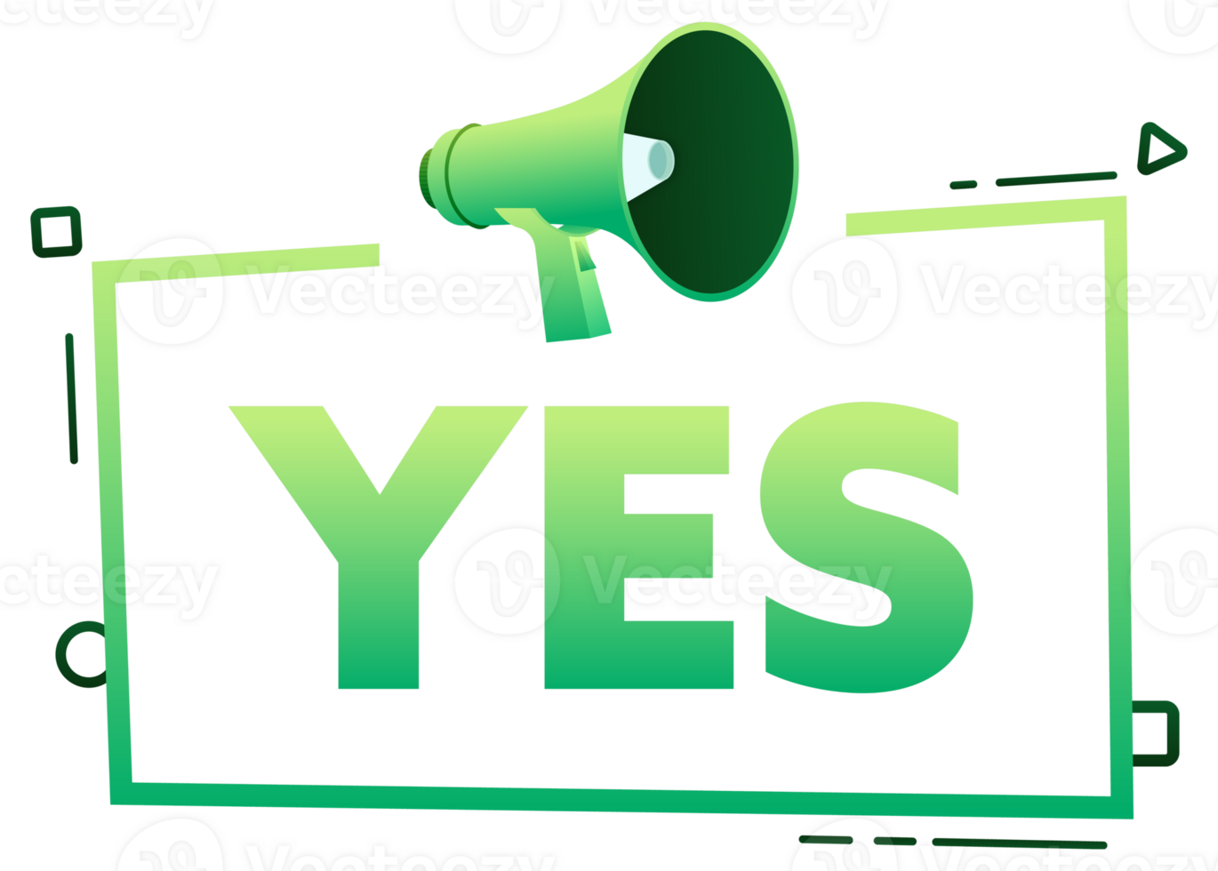 Megaphone with Yes and No speech bubble banner. Promotion and advertising label. stock illustration png