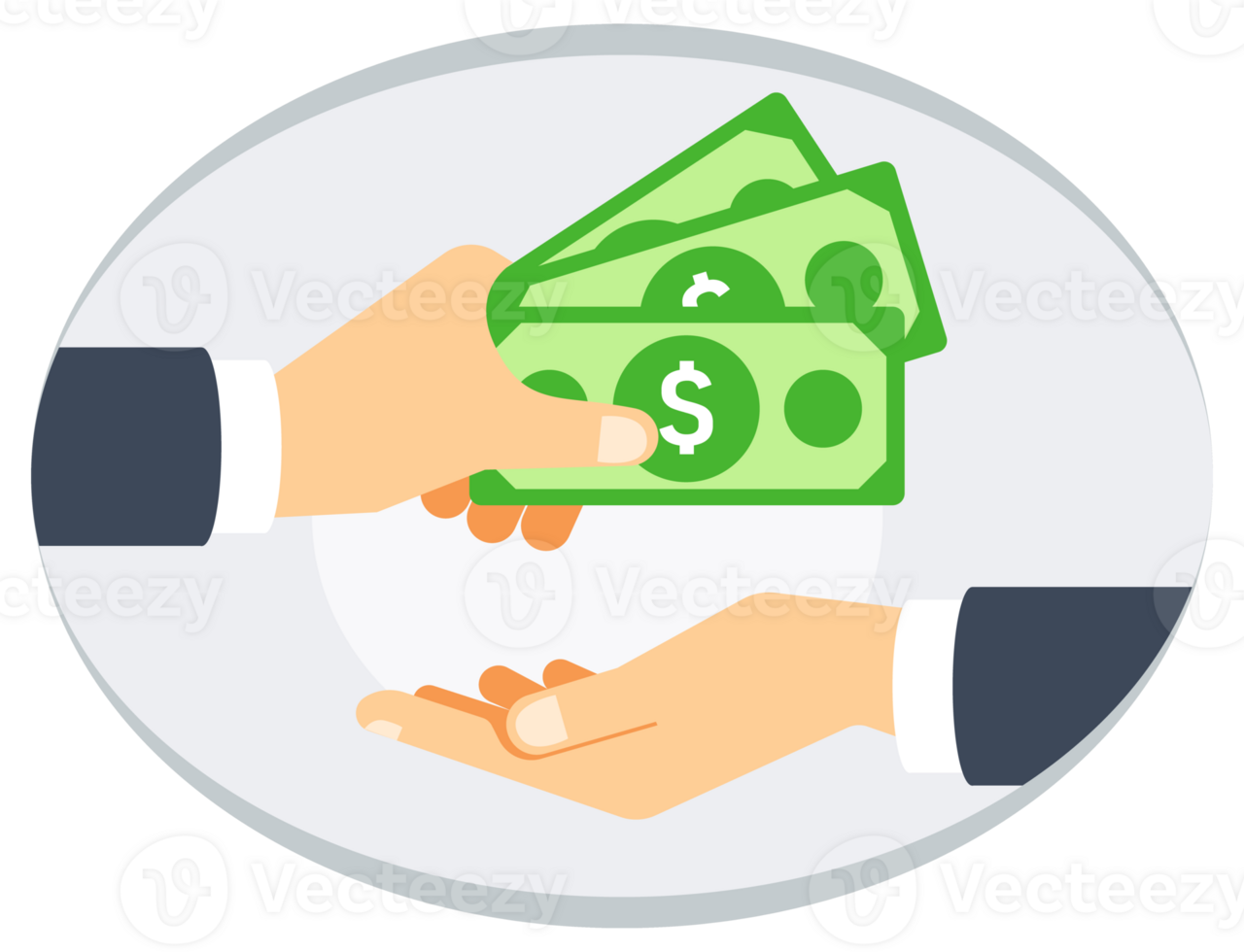 Hand giving cash to another hand, symbolizing payment, transaction, or financial assistance png