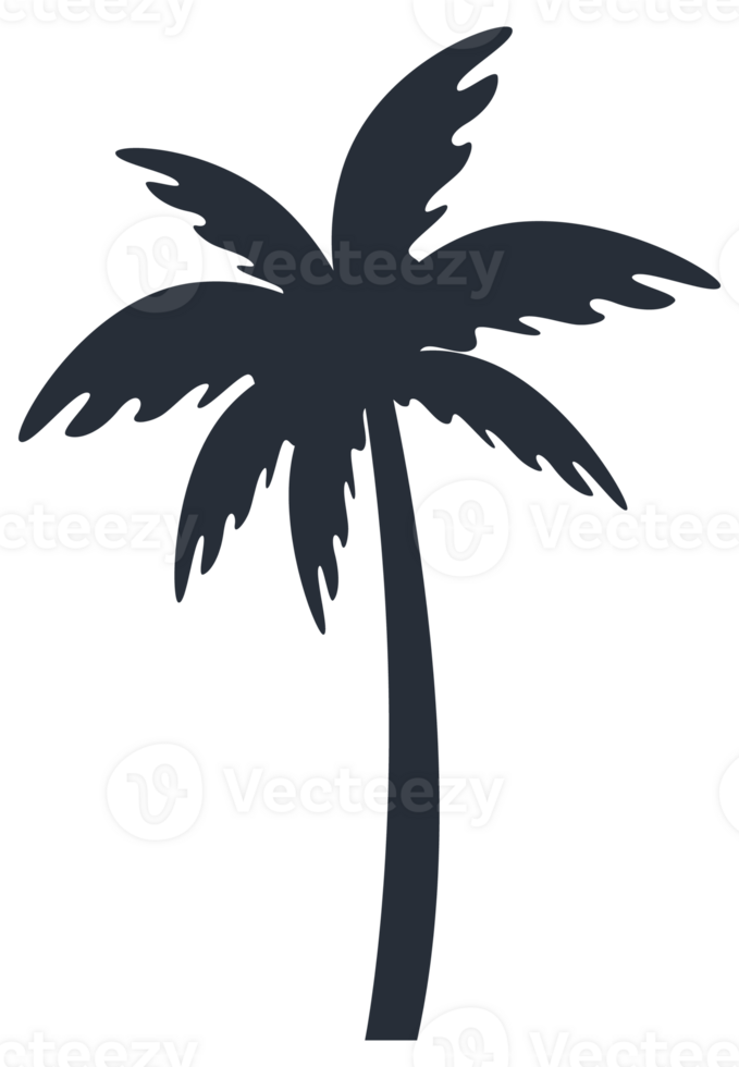 silhouette illustration of tropical palm trees in varying sizes on a plain background png