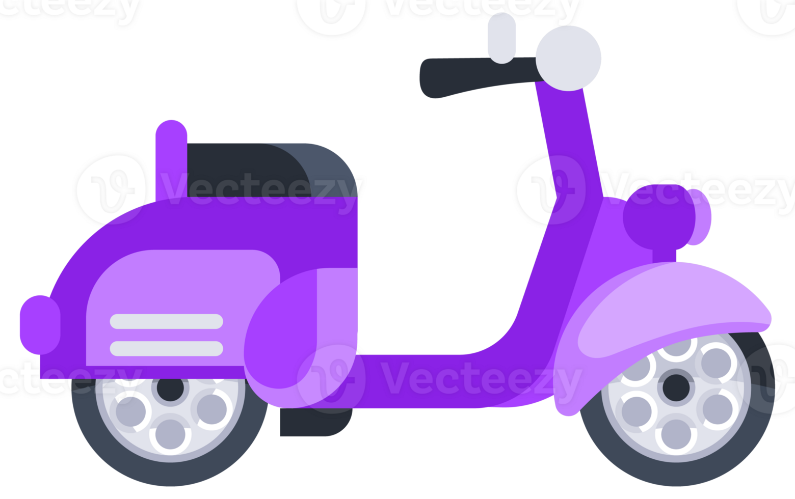 Set of four colorful scooters representing urban transportation and personal mobility in a modern and stylish way png