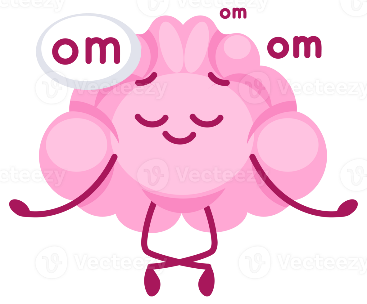 Set of cartoon brains representing mental states such as anger, relaxation, concentration, and sleepiness png