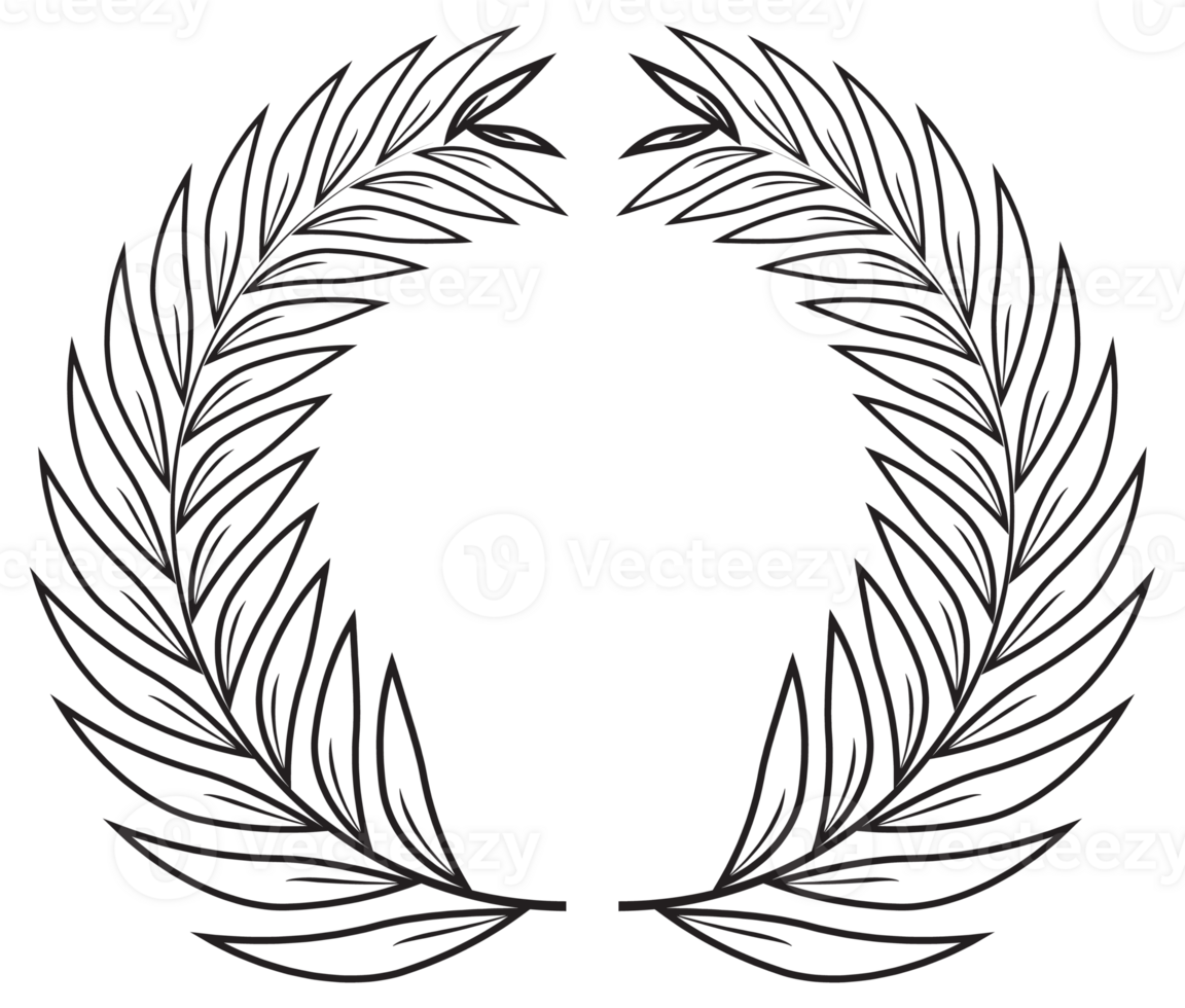 Simple black laurel wreath set. Different frame design elements. illustration png