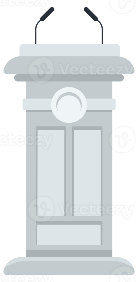 Gray podium with two microphones, indicating a place for speeches or presentations png
