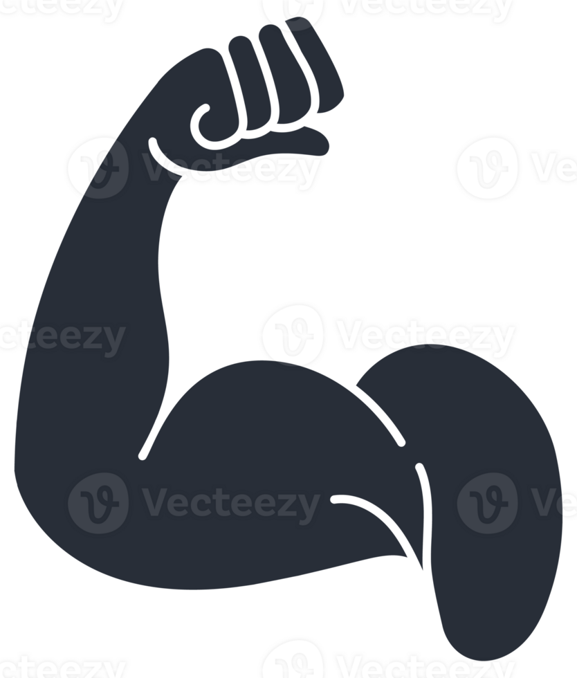 Set of strong arms showing biceps muscle, flexing powerful forearm, in cartoon, silhouette and line art style png