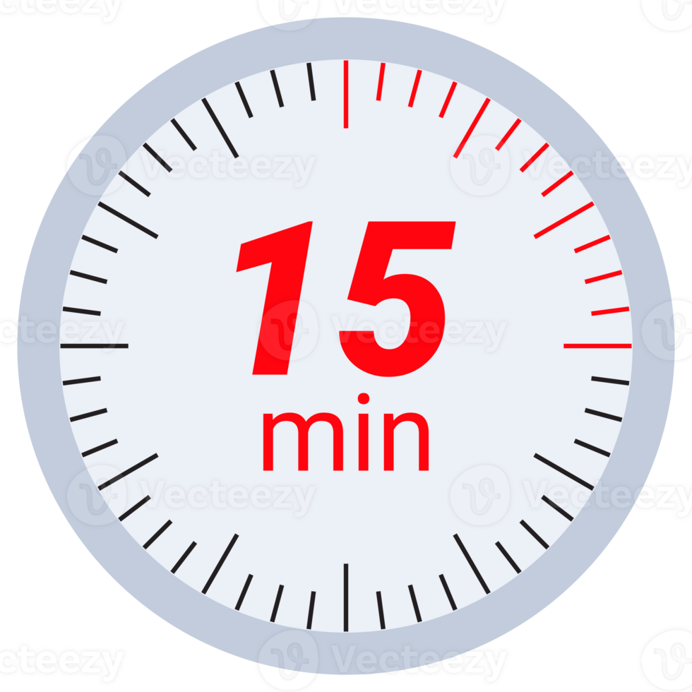 15 Minute Countdown. Stopwatch, timer icons set. illustration png