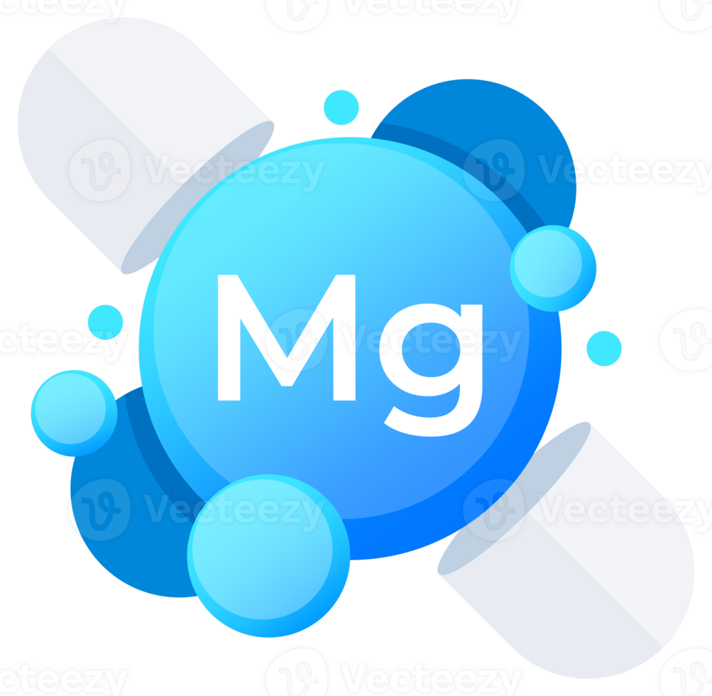 Magnesium Mg element visualized with serene blue spheres in modern illustration png