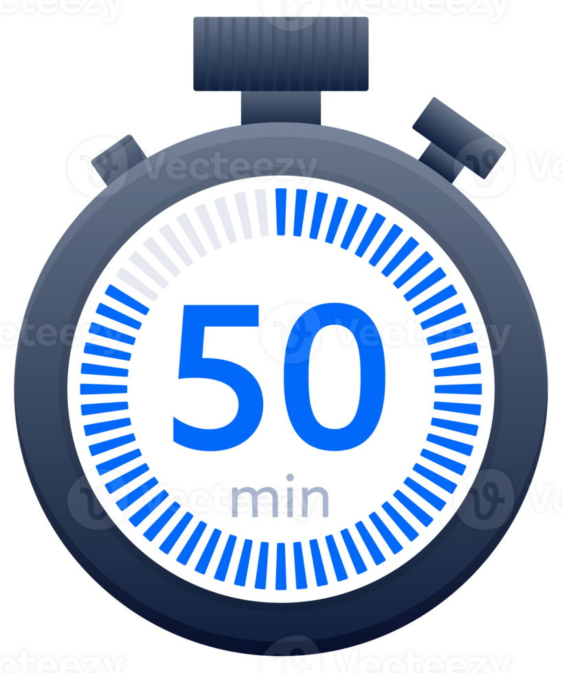 50 min timer and Stopwatch icons. Countdown symbol. Kitchen timer icon. illustration png