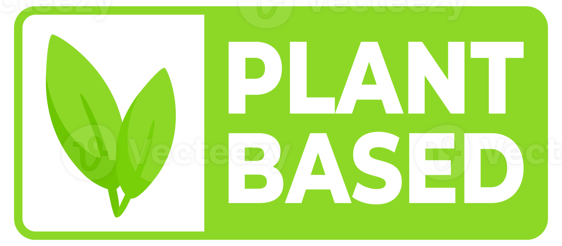 Set of green labels with Plant Based text. illustration png