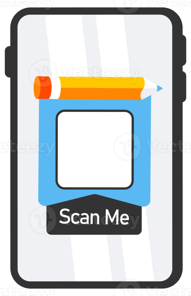 Set of QR code stickers flanked by pencils, with Scan Me text, designed for interactive engagement png