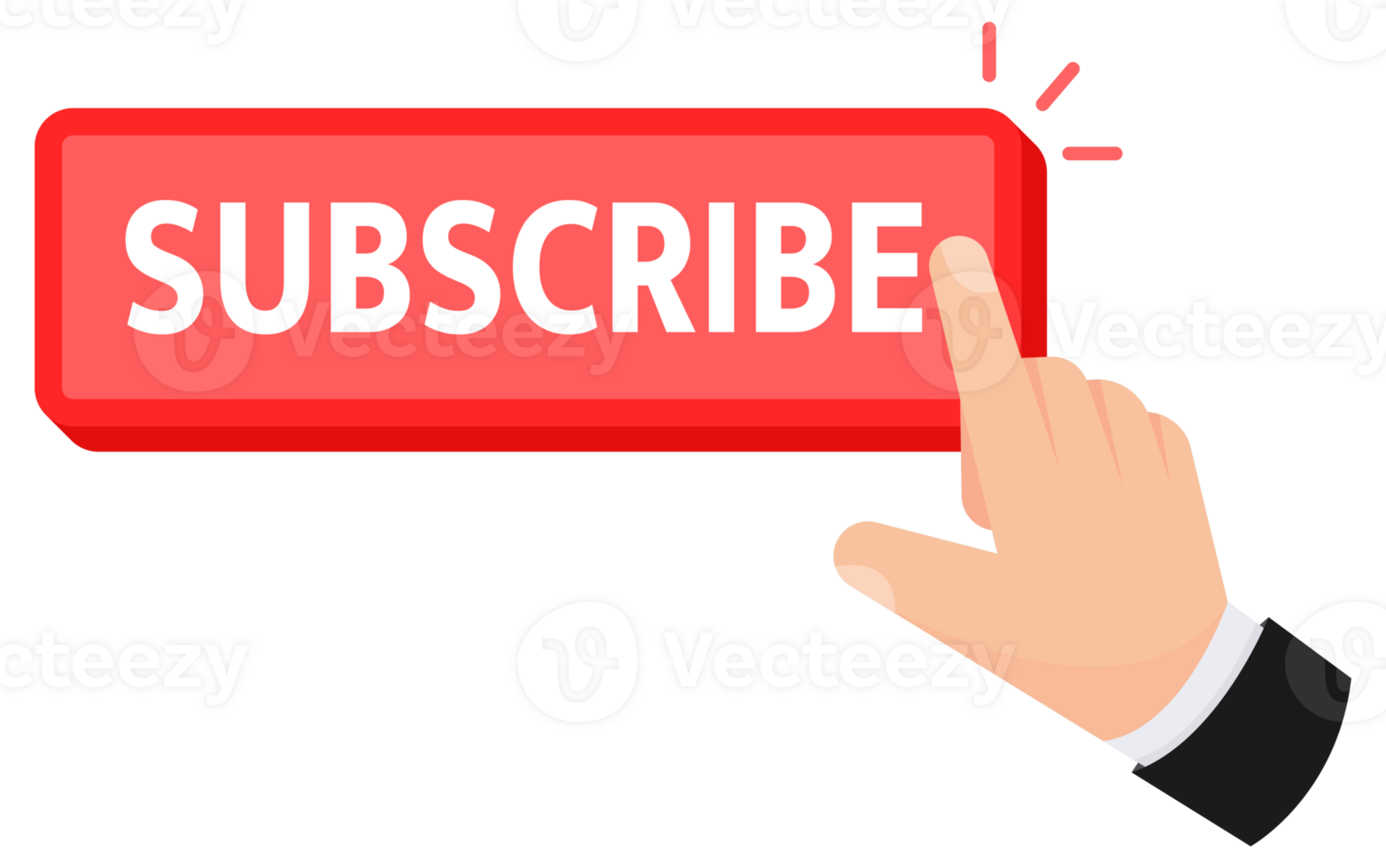 Flat Design Illustration of a Hand Pressing a Red Subscribe Button png