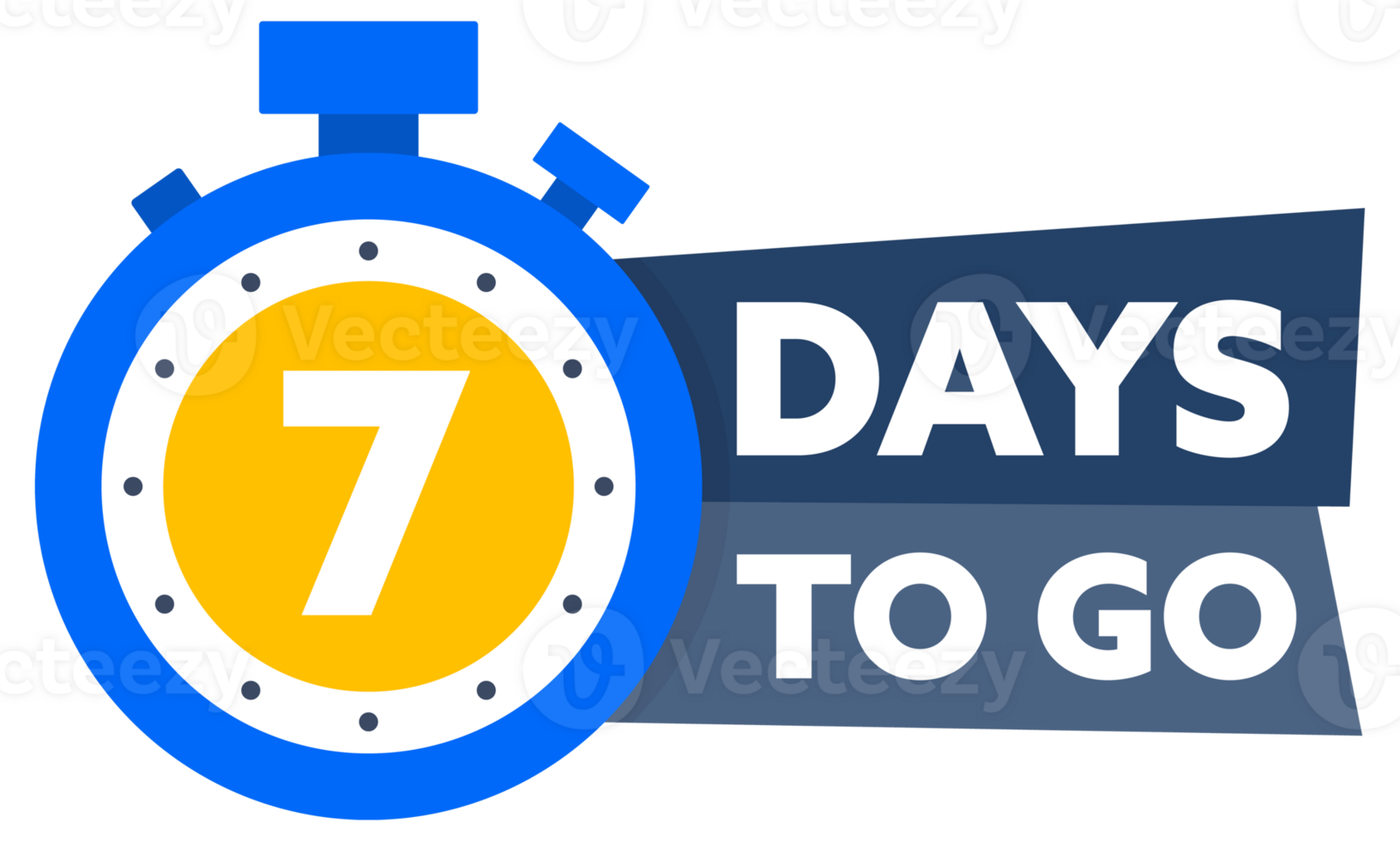 7 Days to go. Countdown timer. Countdown left days banner. Sale or promotion timer, alarm clock png