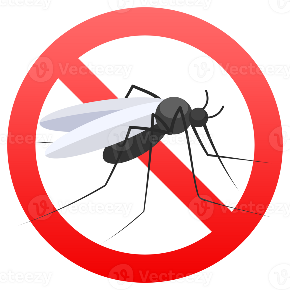 Stop sign crossing out mosquito showing malaria and zika virus spreading prevention png