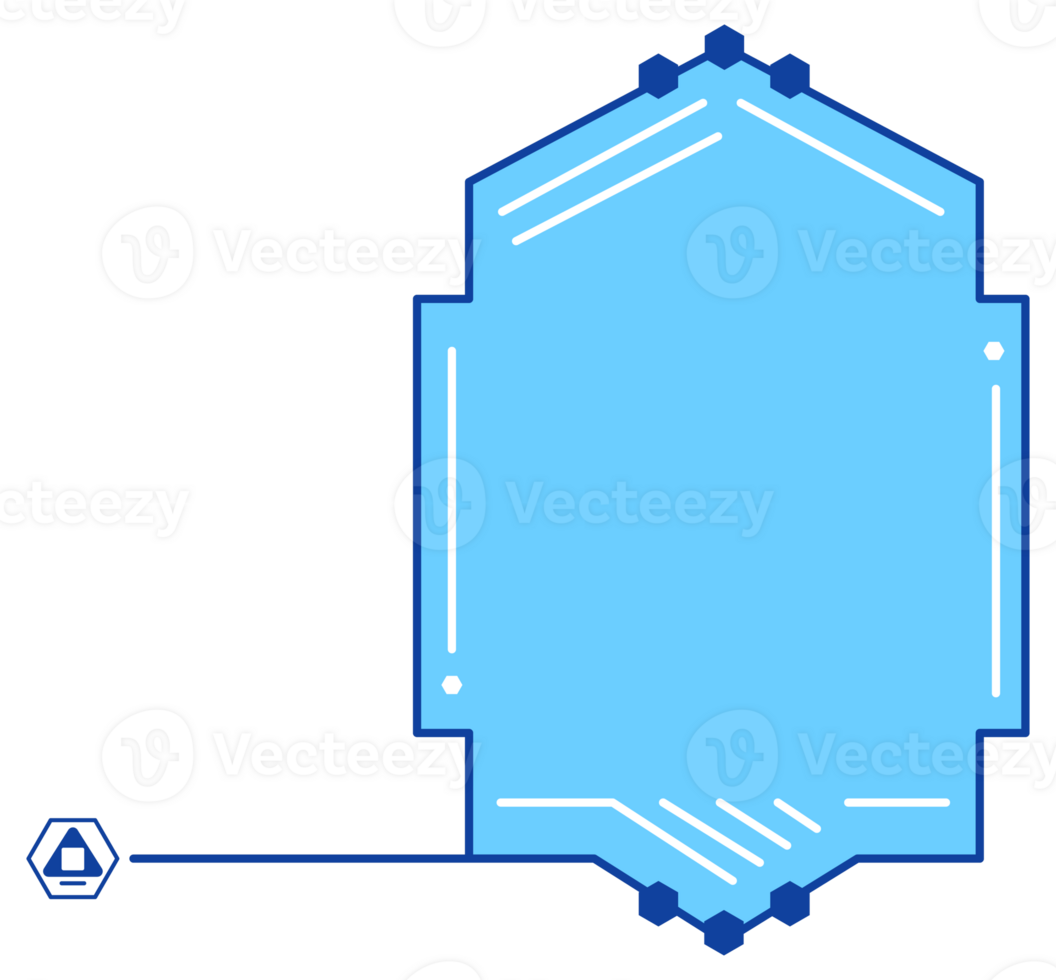 Blue futuristic HUD Heads-Up Display interface elements with various geometric shapes. Sci Fi User Interface for Gaming UX UI. illustration png