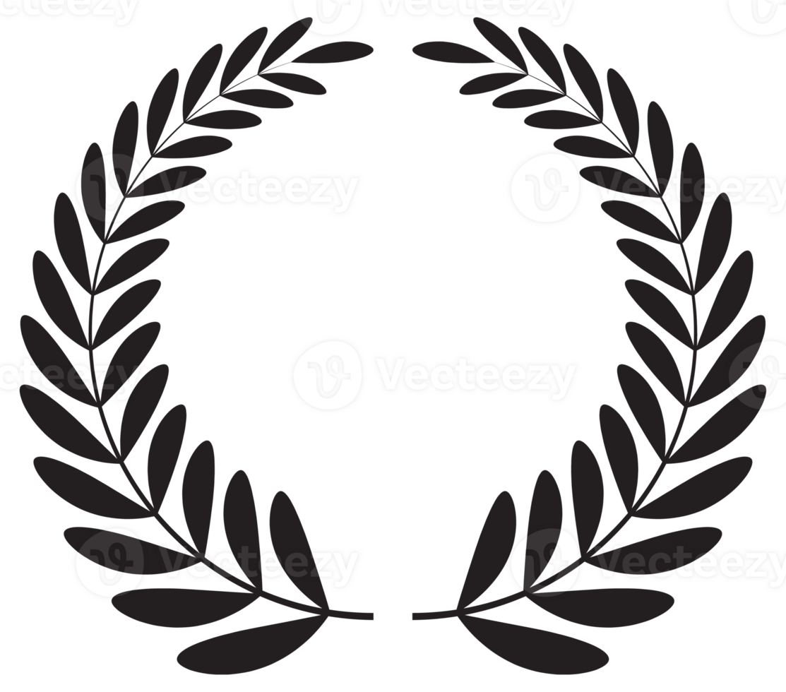Simple black laurel wreath set. Different frame design elements. illustration png