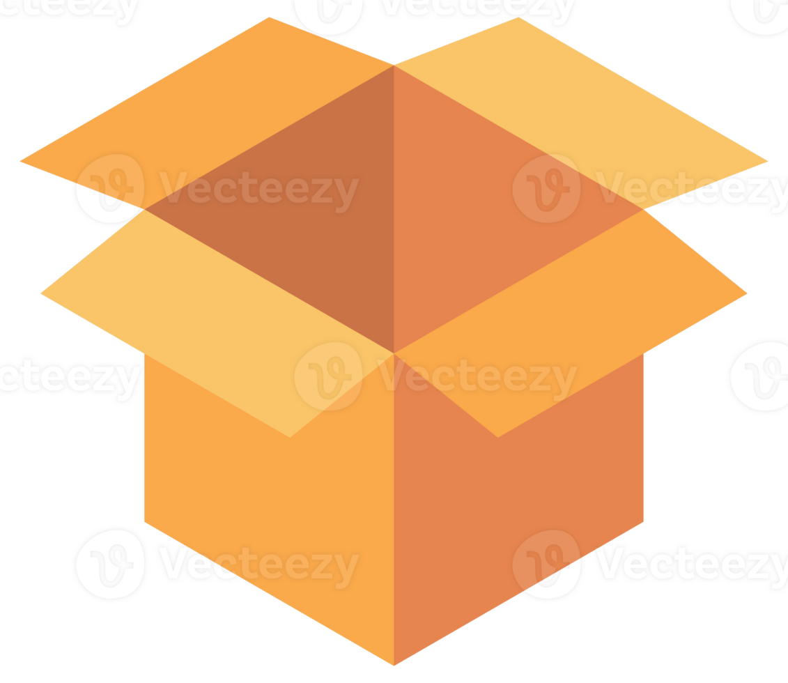Carton delivery packaging open and closed box. illustration png