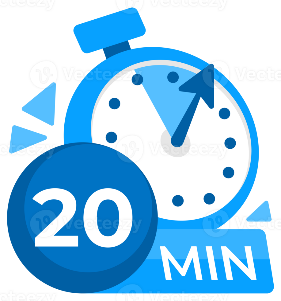 20 minutes timer. Stopwatch icon 20 min. Clock and watch limited cooking time. illustration. png