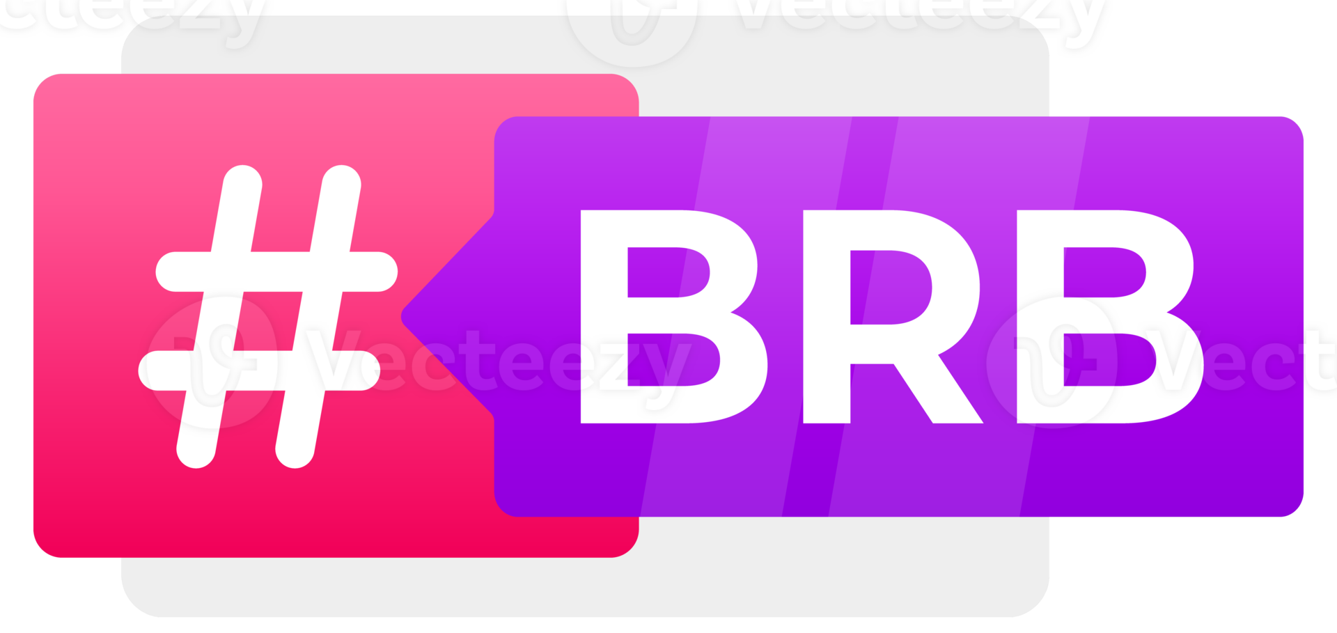 BRB Hashtag Speech Bubble Set - A collection of colorful, modern speech bubbles featuring the popular online acronym BRB, symbolizing a short break in communication png