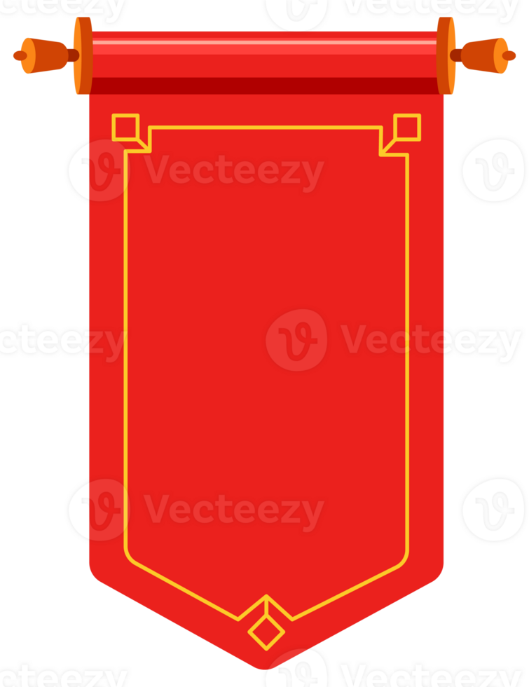 Set of red ancient scrolls. Chinese scroll set. illustration png