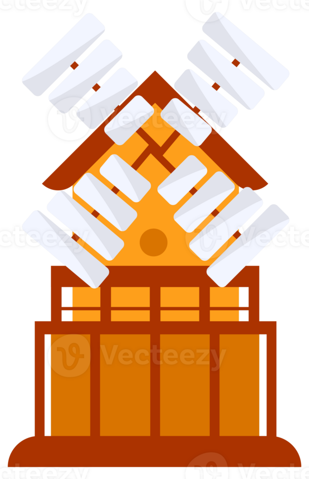 Old windmills set. Millstones for grain or bread processing. Vintage mill. Flour, bread processing. png