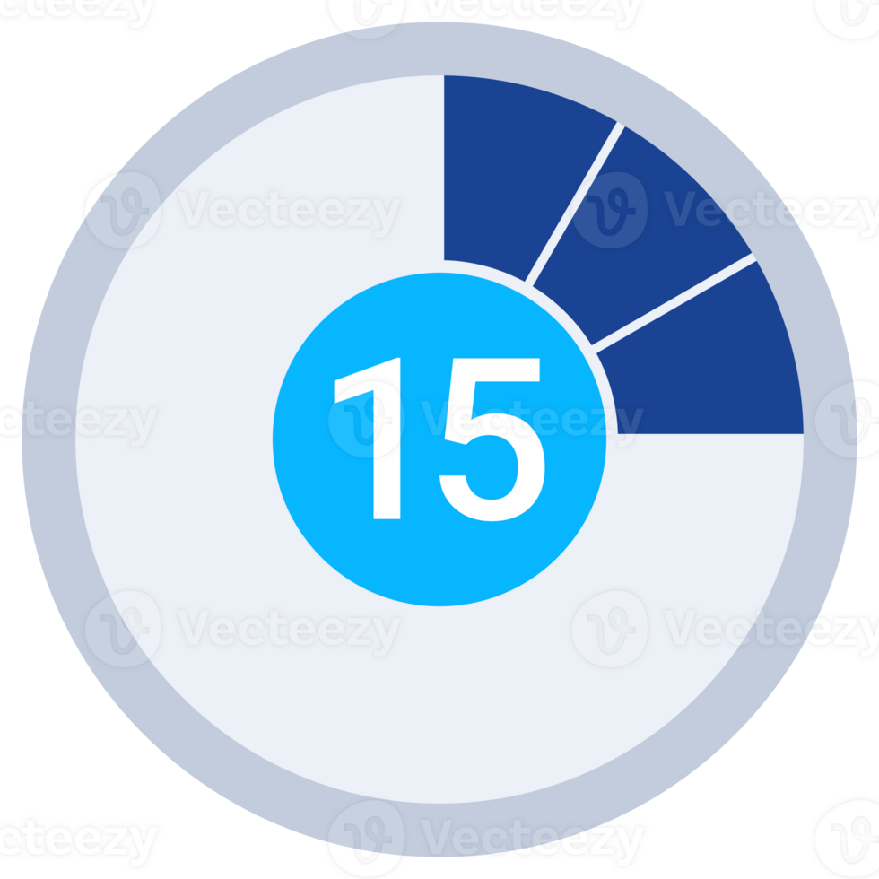 15 Minute Countdown. Stopwatch, timer icons set. illustration png