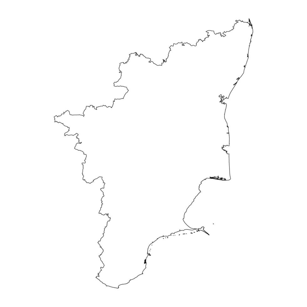 Tamil Nadu state blank outline map vector