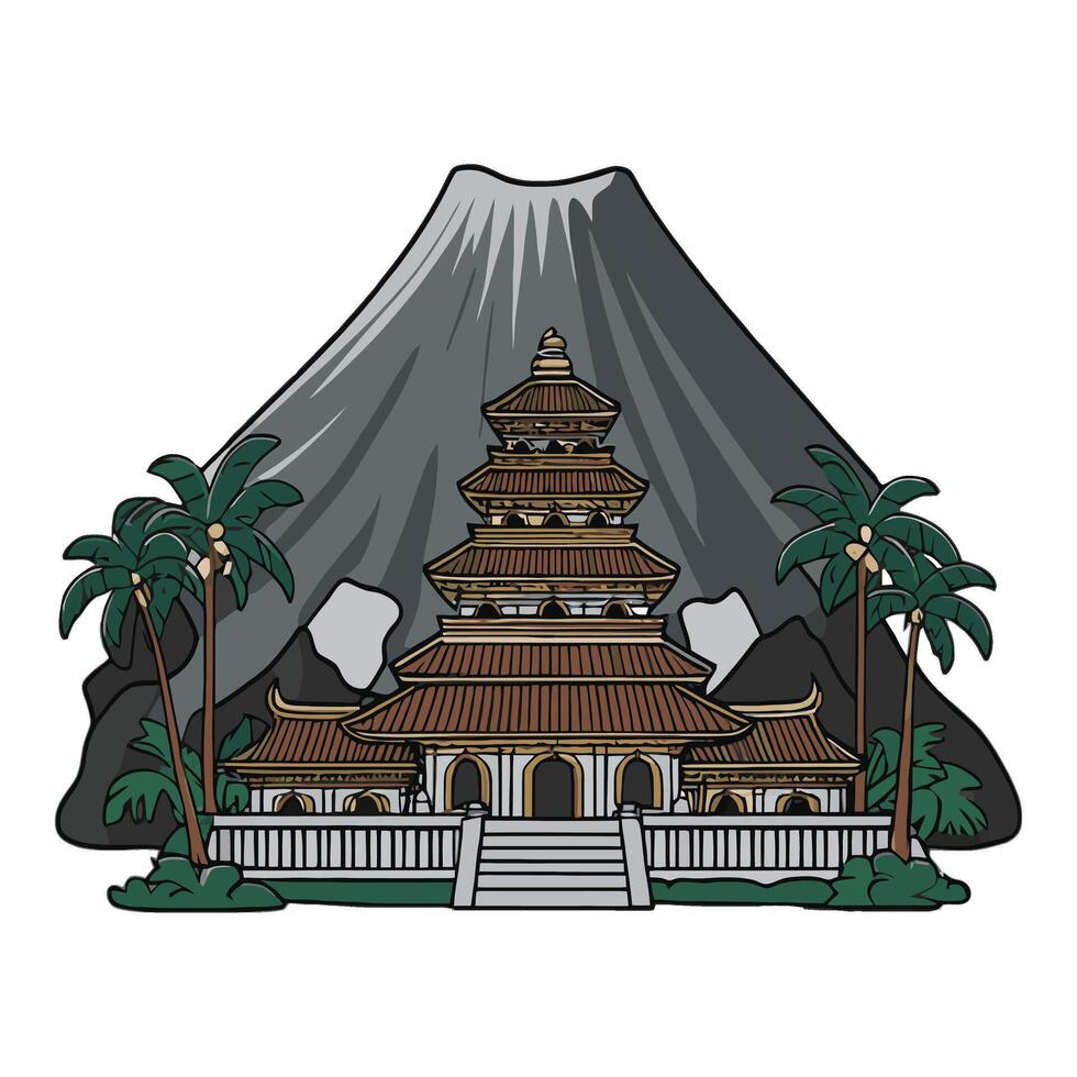 A pagoda in the middle of a mountain vector