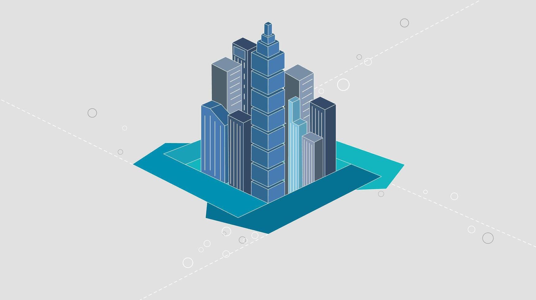Modern Isometric Urban Skyscrapers Design in Minimalist Style for Futuristic Themes vector
