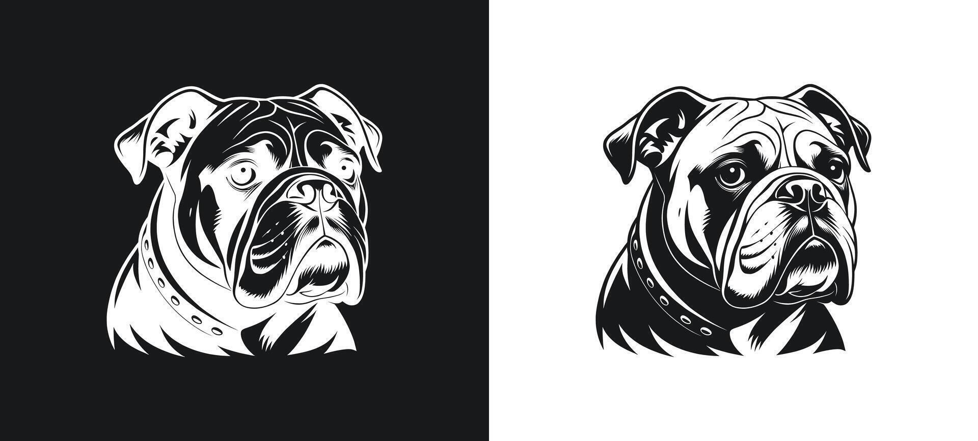 Bulldog White Silhouette Drawing vector