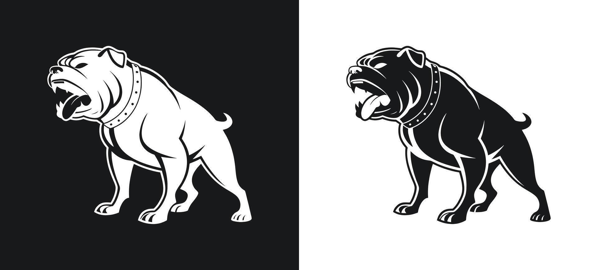 Aggressive Bulldog Face Silhouette Illustration vector