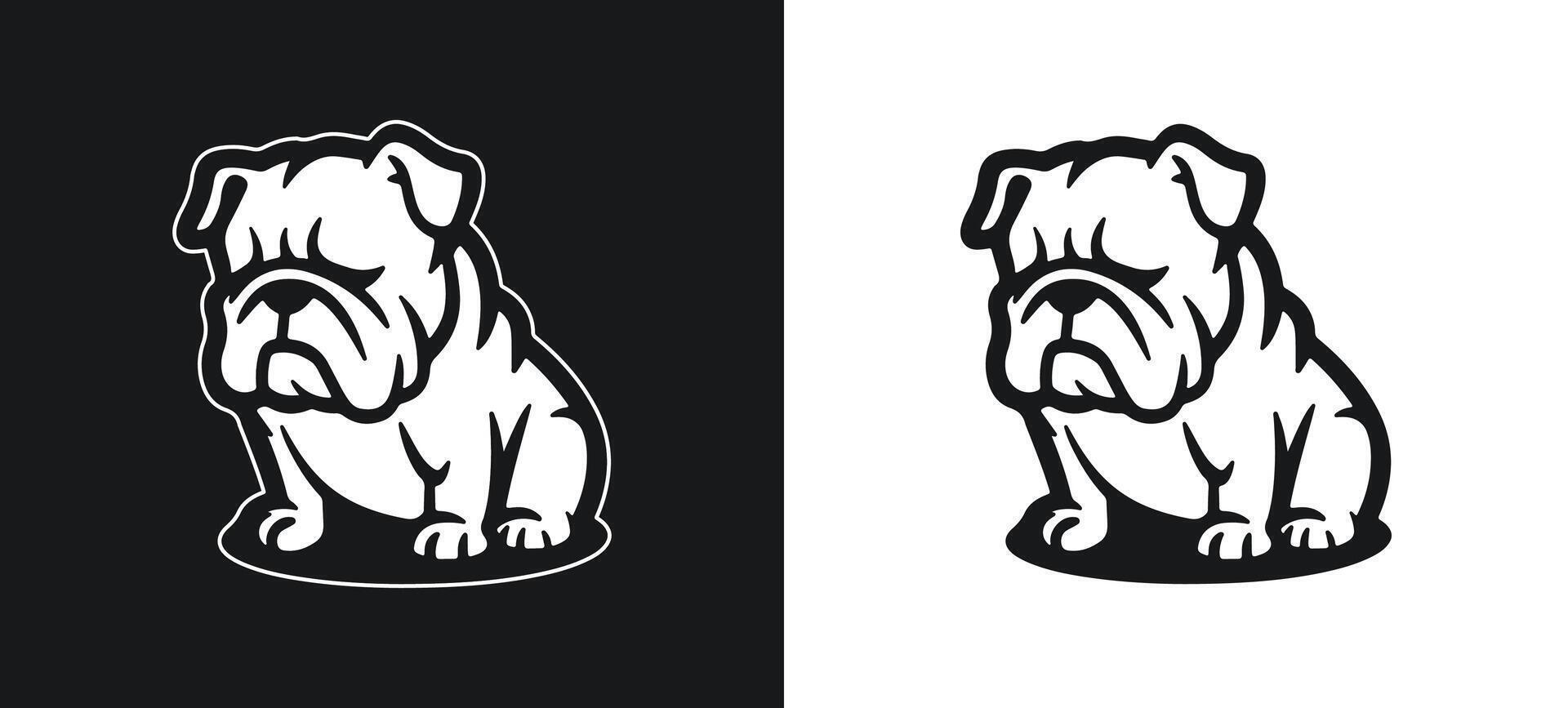 Bulldog Sad Expression in a White Silhouette Style vector