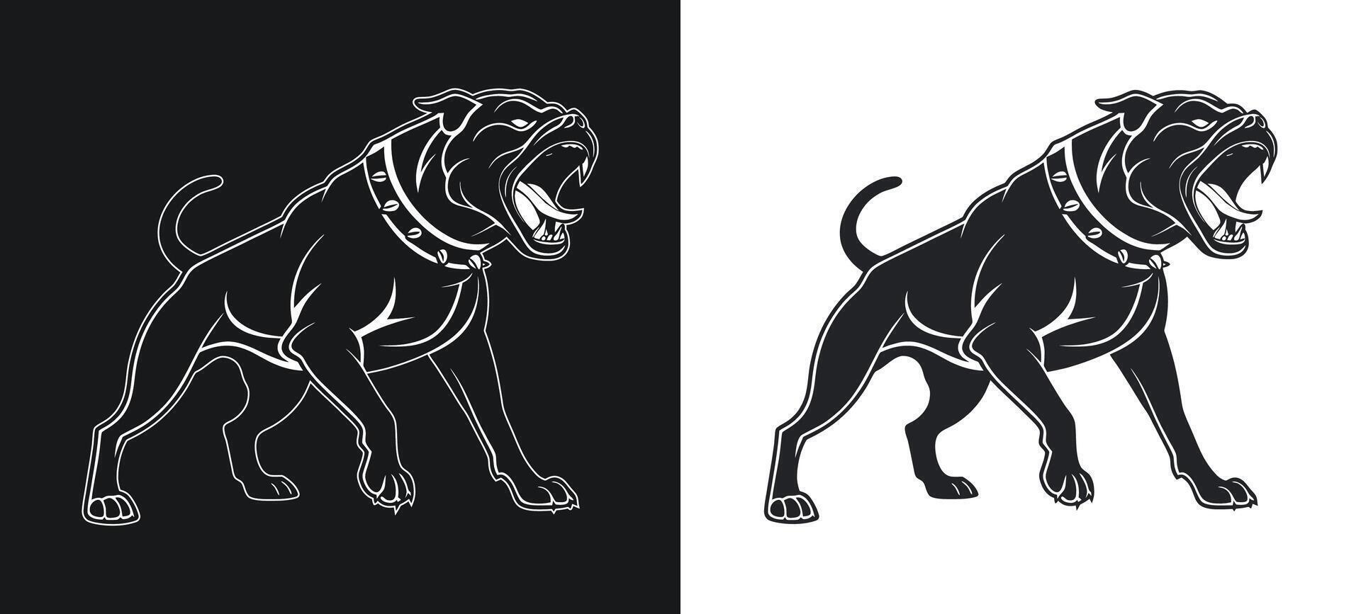 Angry Bulldog Face Silhouette vector