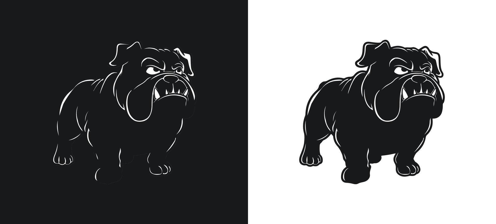 Furious Bulldog with an Angry Expression Silhouette vector