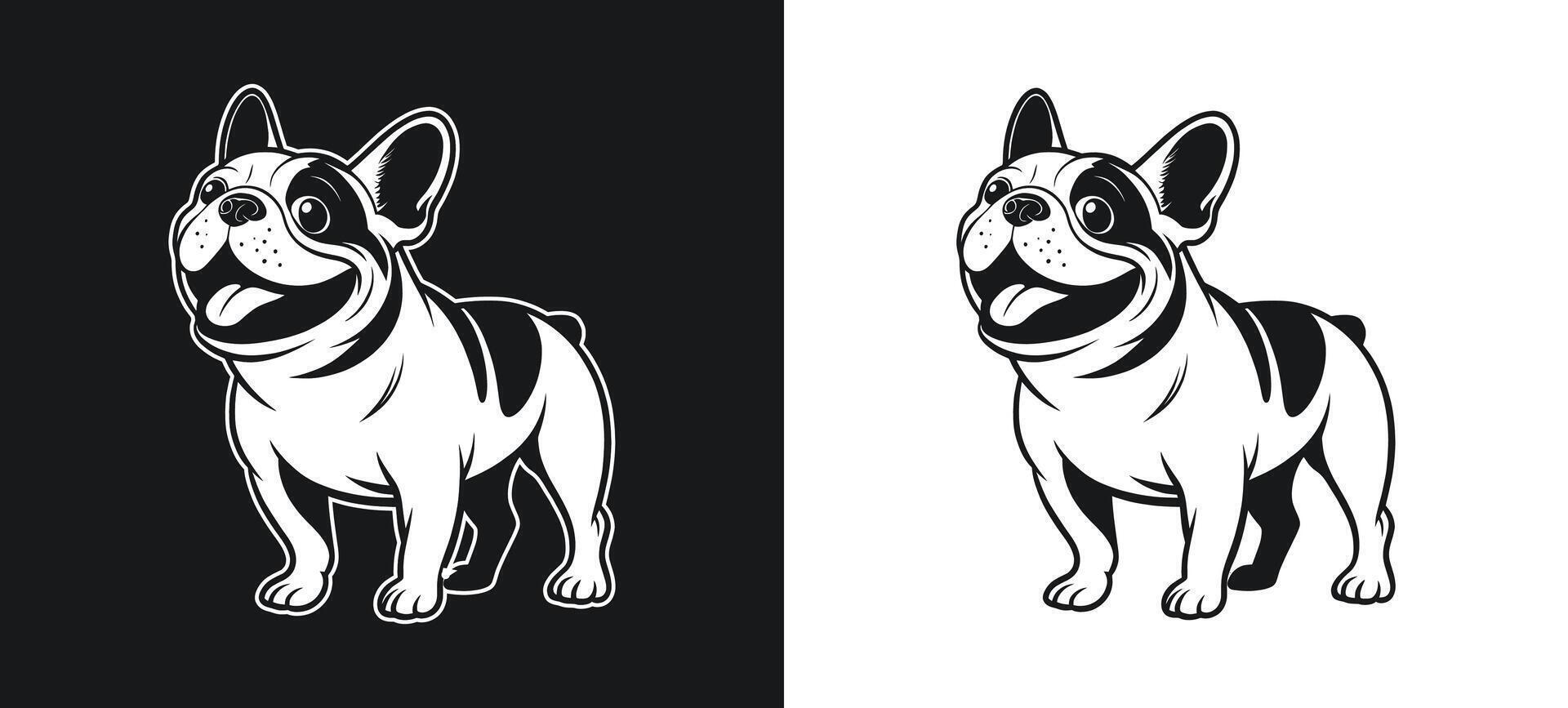 Bulldog Silhouette with a Beaming Smile in White vector