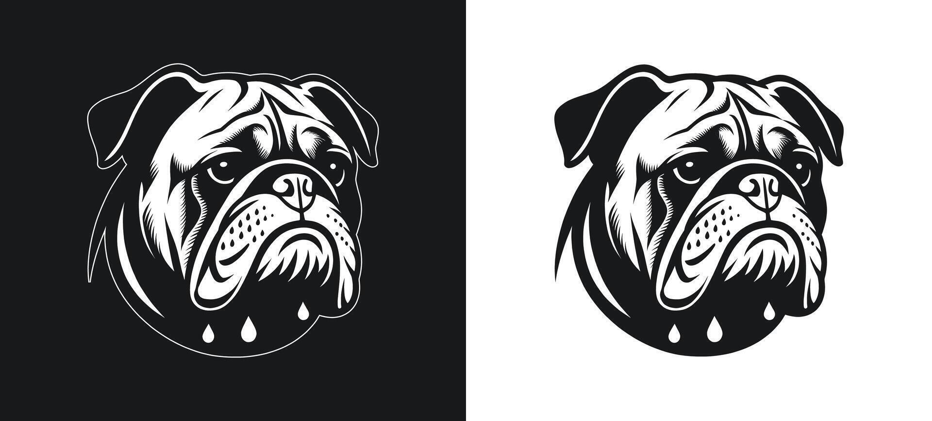 Bulldog with Crying Expression Silhouette Artwork vector