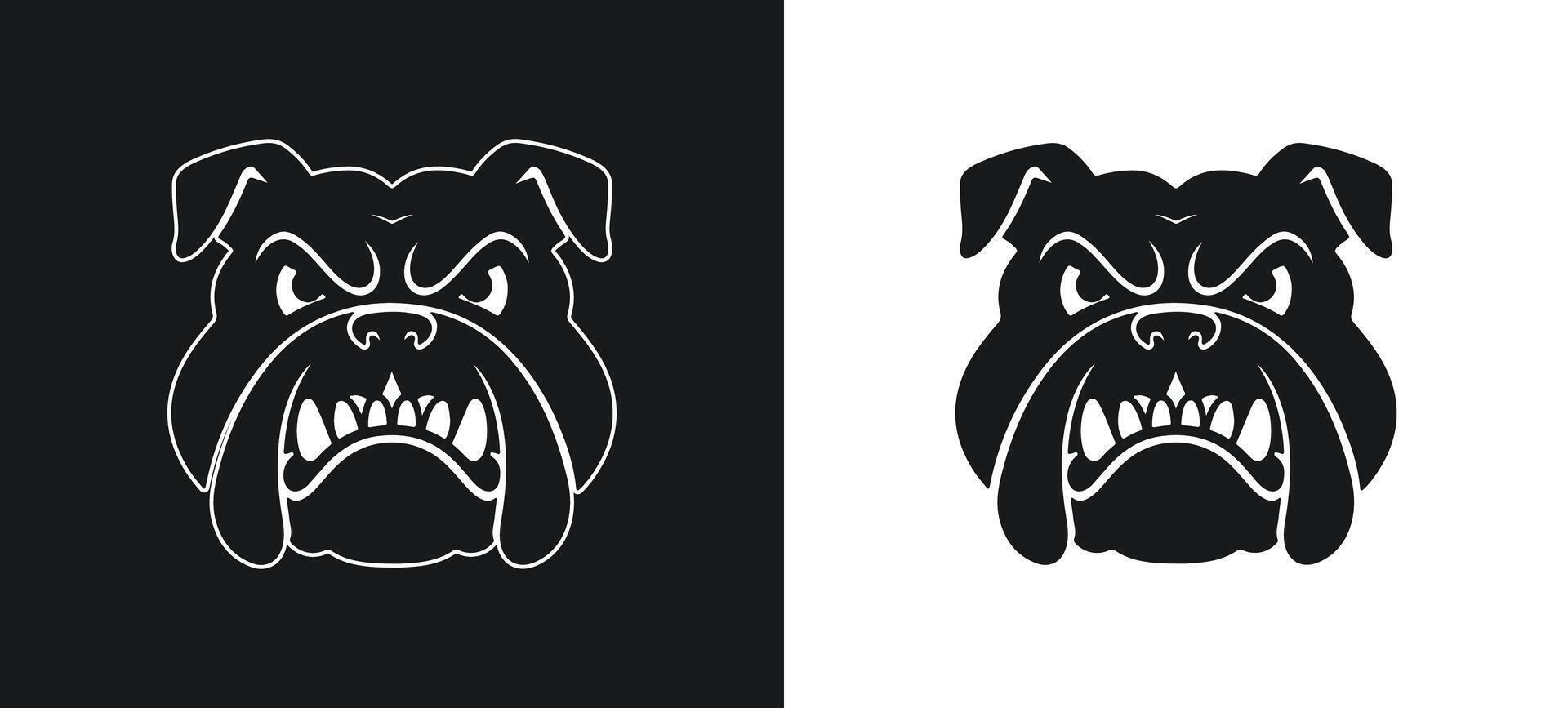 Bulldog Snarling Silhouette with Aggression vector