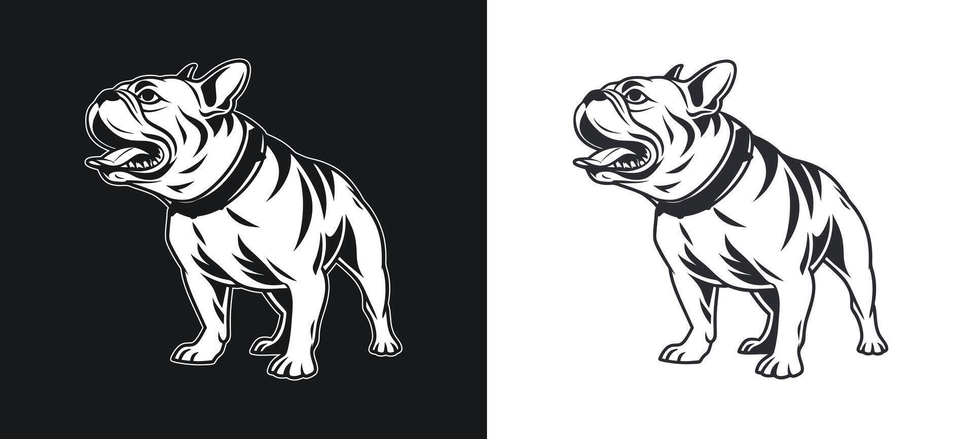 Bulldog Silhouette Depicting Fearful Expression vector