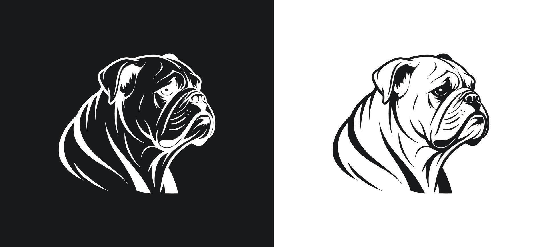 Bulldog Sad Expression Illustration in Silhouette Form vector