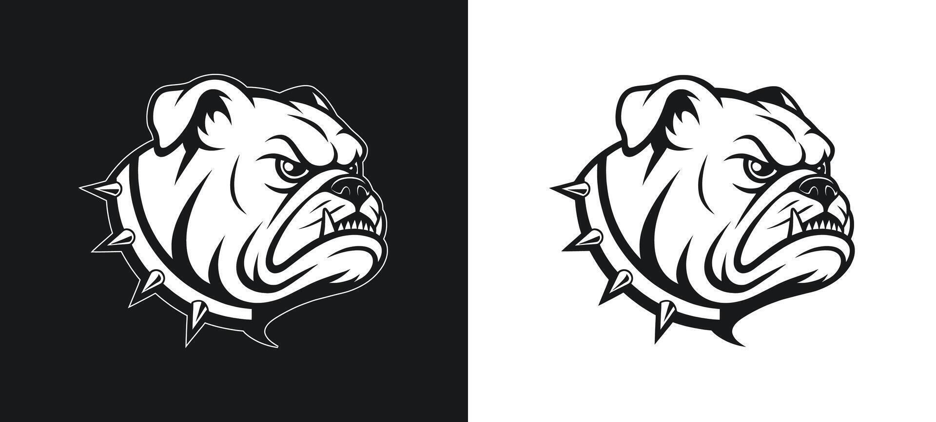 Bulldog Face Silhouette with Angry Expression vector