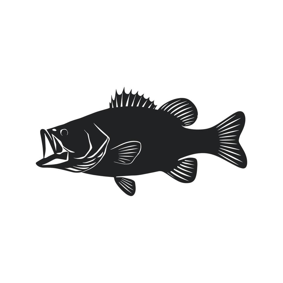 Bass Fish Shape Icon Illustration vector