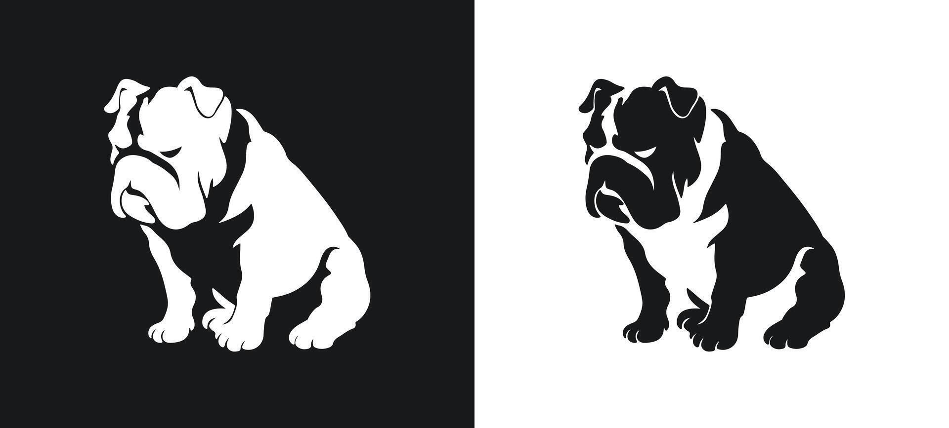 Bulldog in a White Silhouette with a Sad Expression vector