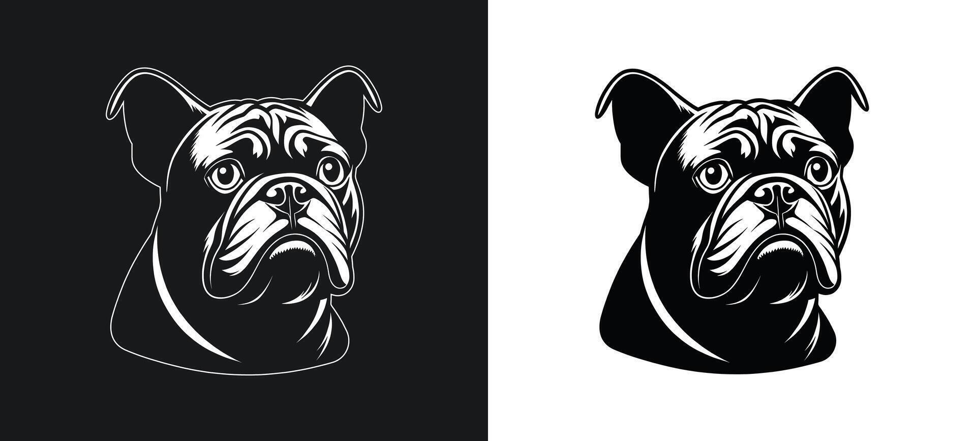 Bulldog Silhouette Featuring a Fear Expression vector