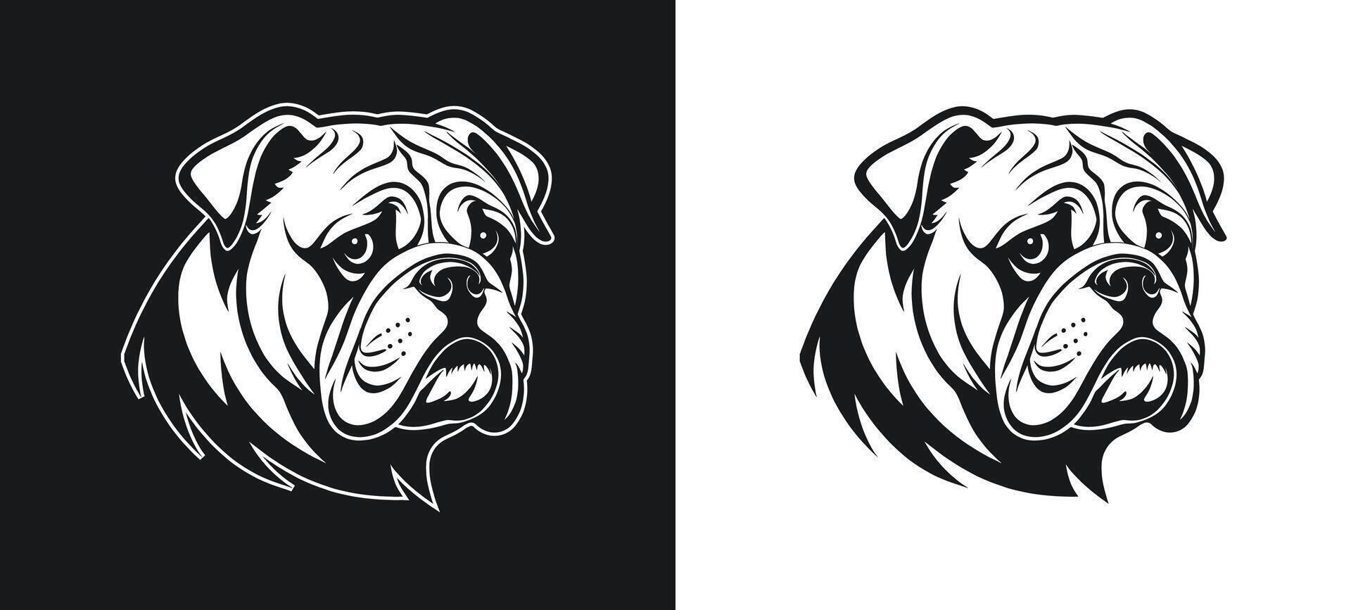 Bulldog White Silhouette Showing a Depressed Mood vector